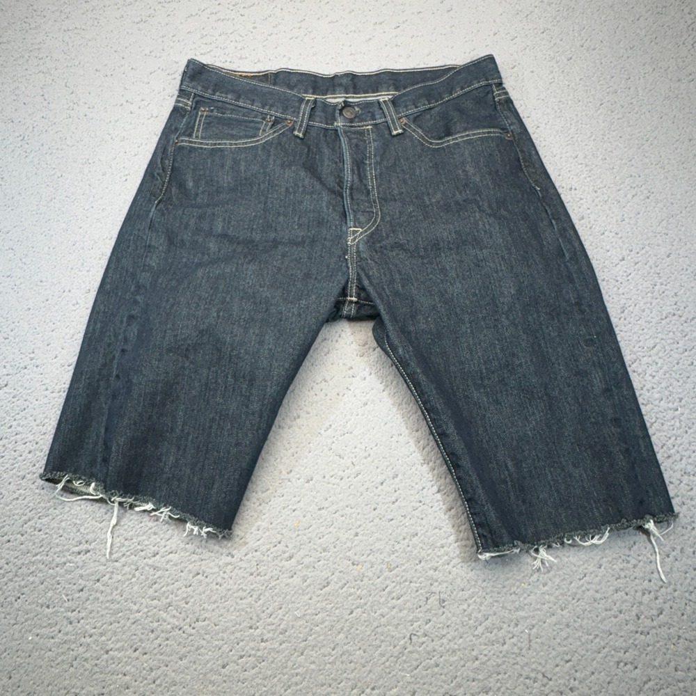 Levis 501‎ Shorts Mens 30 Blue Jorts Cutoffs Denim Button Fly Dark Wash 18656